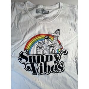 Sesame Street Nostalgia Graphic T-Shirt White Size XXL Sunny Vibes Big Bird More